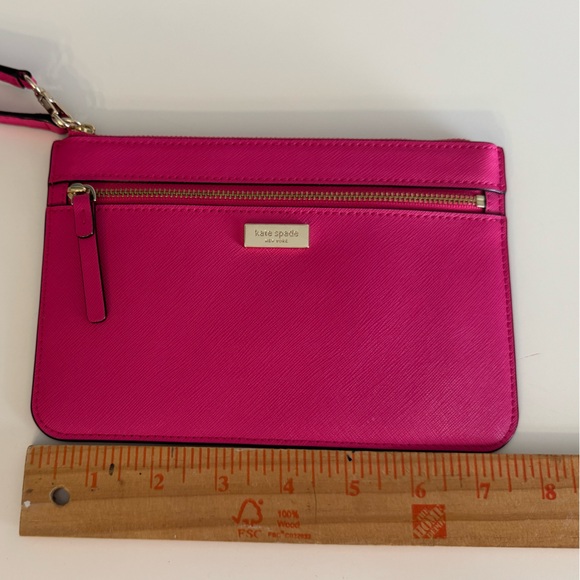 KATE SPADE | Zipper Wallet Wristlet Clutch Purse Pink Gold Leather Like New - Picture 5 of 8